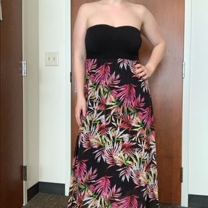 Strapless Tropical maxi dress by en focus studio
